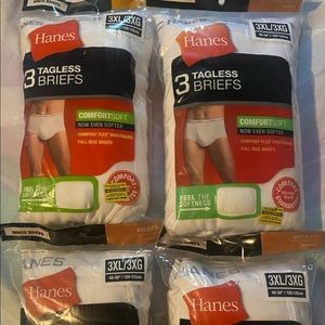 3XL Mens Hanes Tagless Briefs 48-50” / 120-125cm. 4 packs
